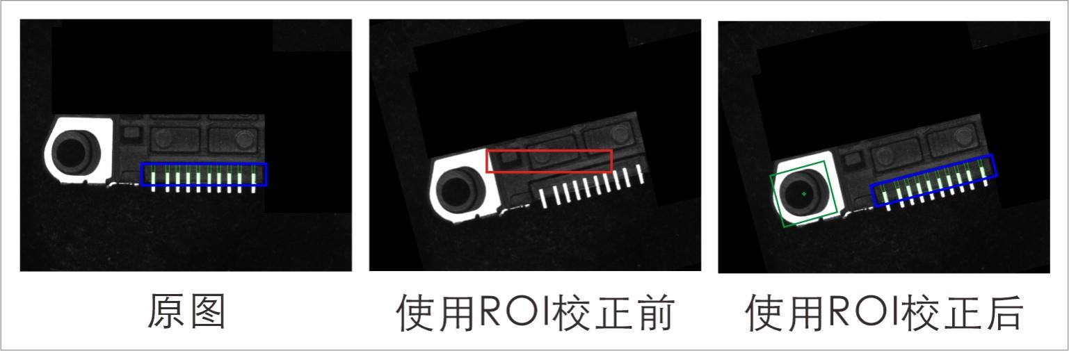 使用ROI校正前后效果对比示例